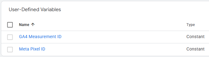 user defined variables